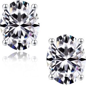 14k Diamond Moissanite 4 Carat Screw Back Solitaire Earrings